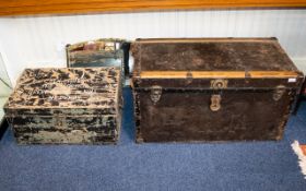 Two Steamer Trunks. One Is Fitted. Both Look To Be In Good Condition. Cunard Line Sticker To One.