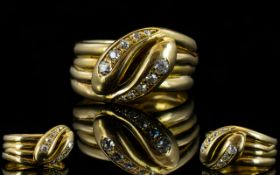 Antique Period - Impressive Well Made and Stylish 18ct Gold Snake Ring,