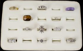 A Very Good Collection of Cubic Zirconia Set Silver Rings of Various Designs. All Fully Hallmarked.