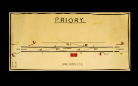 Railway Interest British Rail Original Signal Box Diagram Hand rendered diagram on paper in L.N.E.