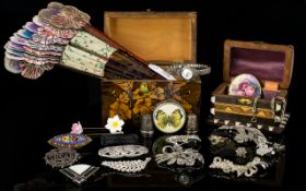 A Good Collection Of Antique And Vintage Silver And Costume Jewellery Approximately 20 items in