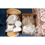 Two Boxes of Assorted Household Items and Glassware.