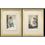 William Russell Flint 1880 - 1969 - A Pair of Unsigned Ltd Edition Colour Lithograph / Prints.