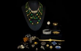 A Collection Of Vintage Silver And Costume Jewellery Along With A 9ct Gold Watch Case Circa 1937