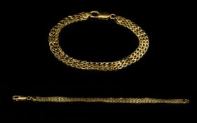 9ct Gold Triple Link Bracelet with Good 9ct Gold Clasp. Full Hallmark for 375 - 9ct Gold. 5.3 grams.