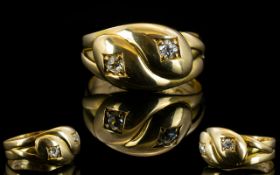 Victorian Period - Stylish 18ct Gold Two Snakes Dress Ring,