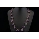 A Vintage Amethyst Necklace Long pewter