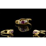 18ct Gold - Attractive Ruby and Diamond