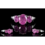 Pink Sapphire Three Stone Ring, a centra