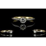 18ct Gold and Platinum Single Stone Diam