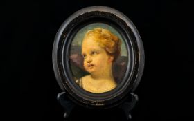 18thC Painting On Oval Panel, Depicting
