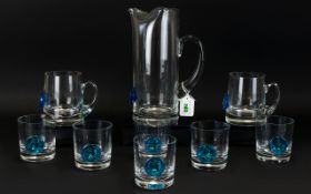 A Scandinavian Glass Water Jug And Glass