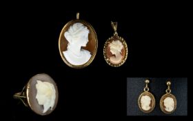 Ladies - Collection of 9ct Gold Cameo Je