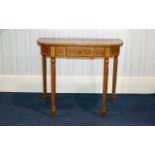 A Modern Yew Wood Console Table Comprisi