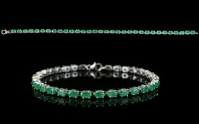 Emerald Tennis Bracelet, 7.5cts of oval