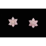 Pink Opal Flower Cluster Earrings, each