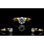 18ct Gold Set Superb Quality Single Stone Diamond Ring,