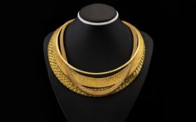 A Collection Of Silver And Vermeil Contemporary Necklaces Four in total, each in very good,