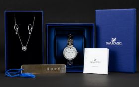 Swarovski Crystal Contemporary Watch And Jewellery Suite Boxed stainless steel watch with faux