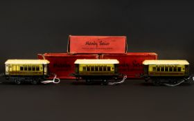 Set Of Three O Gauge Pullman Coach/Carriages With Boxes. Circa 1930's.