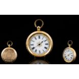 Antique Period Superb Quality Ladies 14ct Gold Open Faced Fob / Pocket Watch,