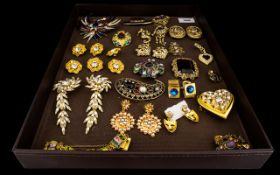 A Large Collection Of 1980's Gold Tone Costume Jewellery Approximately 18 pieces to include six