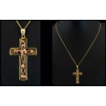 Clogau - Welsh 9ct Two Tone Gold 'Tree of Life' Cross Pendant with attached 9ct Gold Chain.