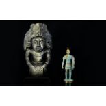 A Carved Hematite Figure In the form of a Mayan deity, 10 inches in height.