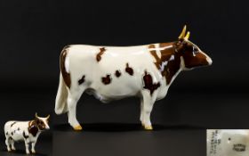 Beswick Hand Painted Bull Figure ' Ayrshire Bull ' CH - Gloss. Whitehill Mandate, 2nd Version.