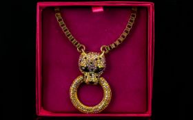 Butler And Wilson Swarovski Crystal Set Leopard Ring Necklace Complete with original box,