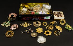 A Good Collection Of Mixed Metal Enamel And Paste Set Costume Jewellery Over thirty items in total