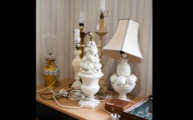 A Collection of 5 Assorted Table Lamps, various designs and sizes together with various shades.