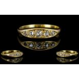 Antique Period Attractive 18ct Gold - 5 Stone Diamond Set Ring,
