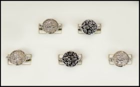 A Collection Of Silver And Pearlescent Statement Rings Five in total, each in good condition,