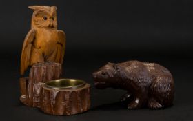 Carved Wood Animal Figures Two in total in Bavarian style.