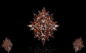 Red Garnet Large Cluster Ring,