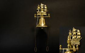 Modern Wall Mounted Brass Bar Side Ship Bell Height 12 Inches HMS Victory