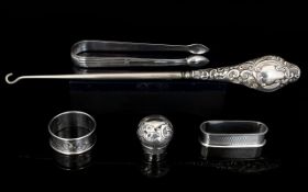 A Small Collection of Antique Silver Items.