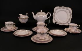 Tuscan Fine English Bone China Tea Set Comprising Tea Pot, Milk Jug, Sugar Bowl Six Cups,