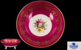 Coalport Hand Painted 20thC Hand Painted and Quality Porcelain Bowl Centrepiece. Supported on tripod