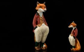 Cinque Ports Pottery Hand Painted Figure of a Fox, Wearing a Red Jacket,