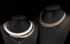 A Collection Of Sterling Silver Contemporary Necklaces Five in total, each in very good,