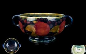 Moorcroft Two Handled Vase, Moorcroft Marks to Base, Size Approx 6.5 Inches Diameter & 3.