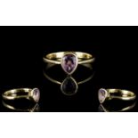 Ladies - Attractive 9ct Gold Amethyst Set Dress Ring,