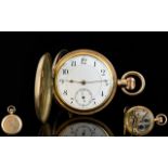 American Watch Co Waltham Mass 10ct Gold Plated Full Hunter Pocket Watch.