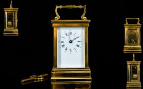 French L'Epee 1889 8 Day Lever Brass Carriage Clock with Visible Lever Escapement, Glass Panels,
