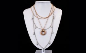 A Collection Of Contemporary Silver And Vermeil Necklaces Three in total, each in very good,