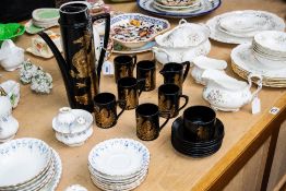 Phoenix by John Cuffley Portmeirion Pottery Coffee Set comprising coffee pot, milk jug, sugar bowl