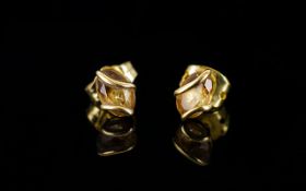 Ladies Pair of 9ct Gold Stone Set Earrings. Marked 9ct Gold. Please See Photo.