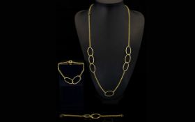 Contemporary Sterling Silver Vermeil Necklace And Bracelet Suite Three items in total,